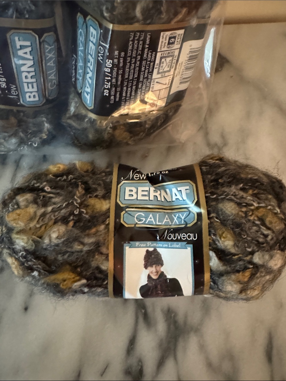 Bernat Galaxy  yarn - Gray Multi- lot of 4; NEW WITH TAGS